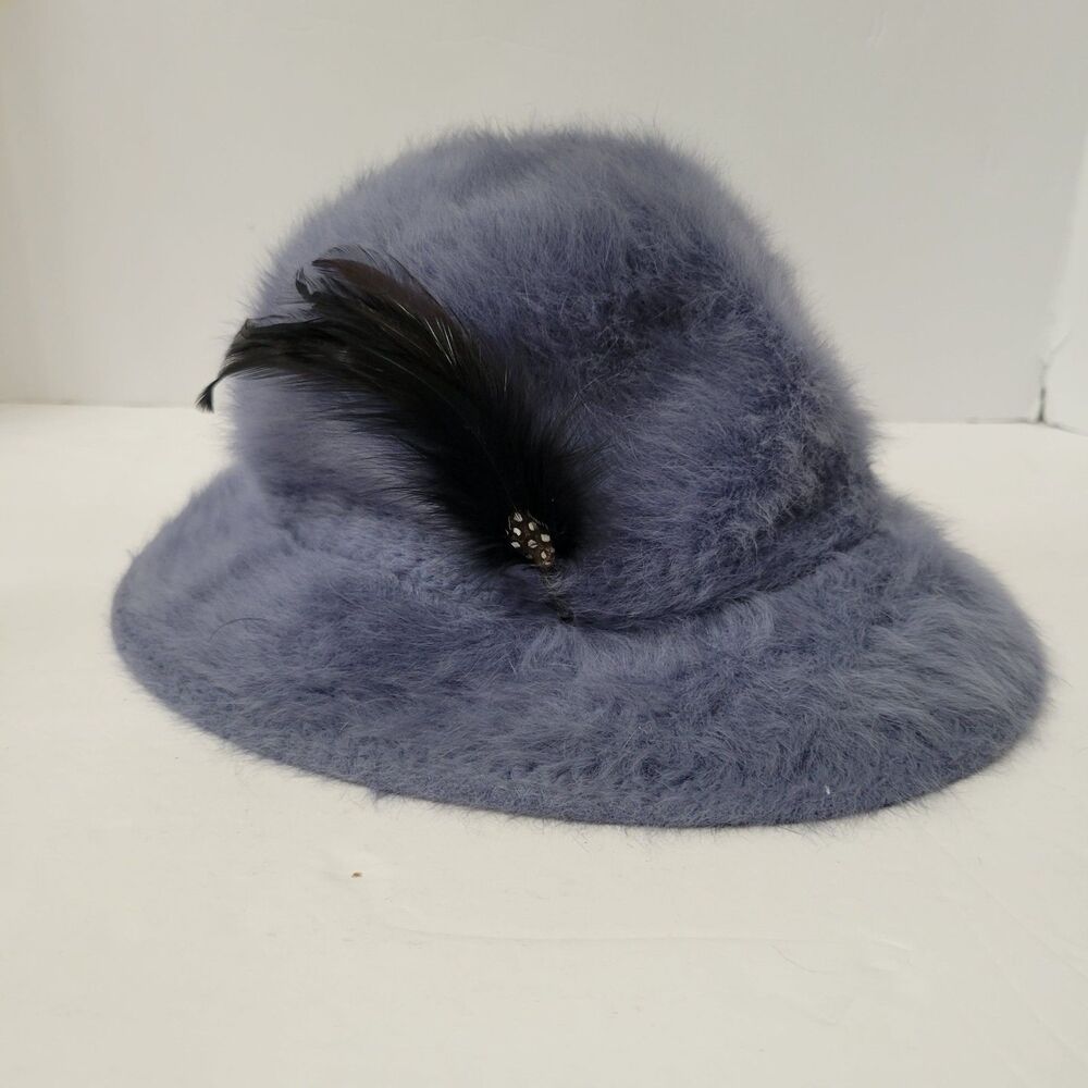 Vintage Kangol Furgora Angora Blend Bucket Hat with Feather England Cloche Hip